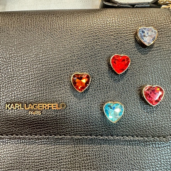 KARL LAGERFELD JEWELED HEART CROSSBODY NWT - Picture 4 of 17